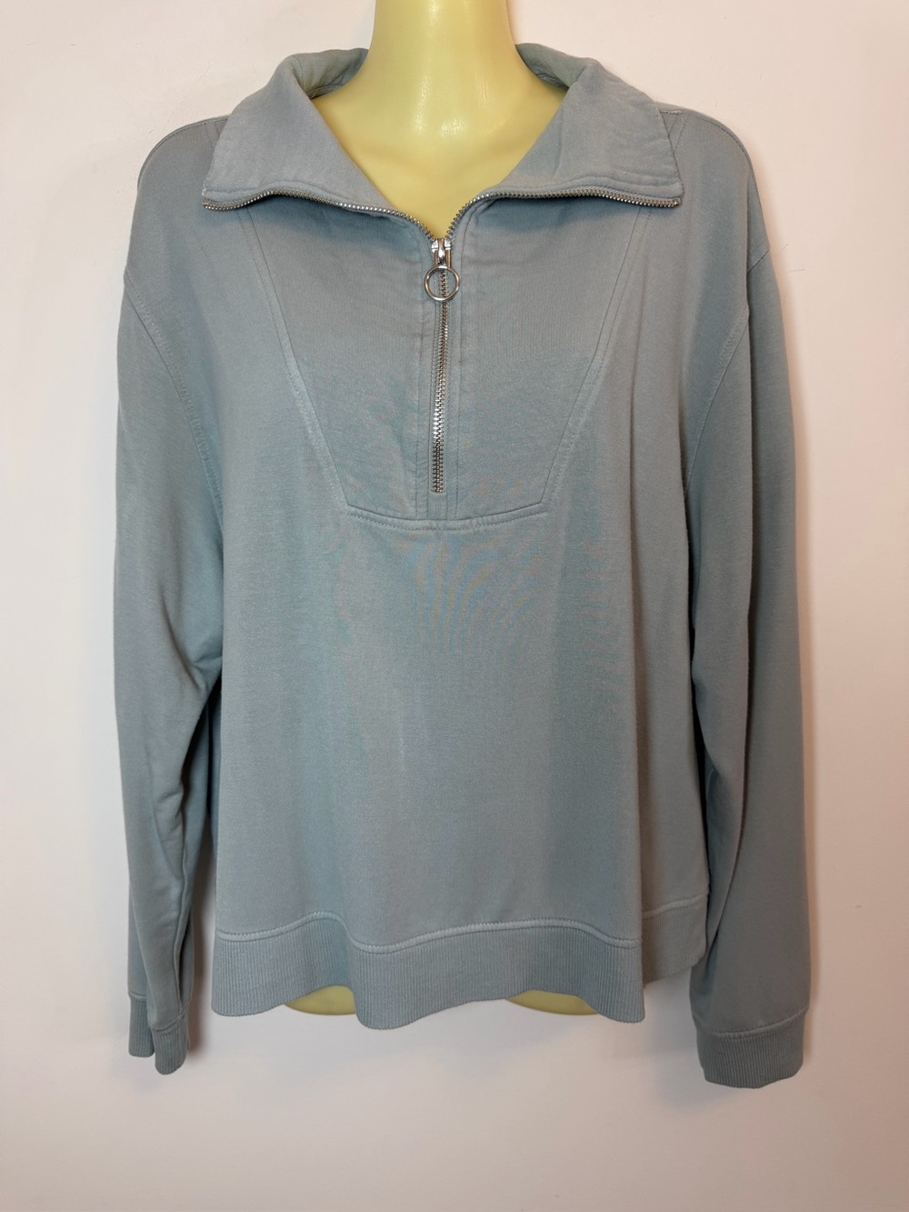 Z Supply Grey Blue Half Zip Pullover